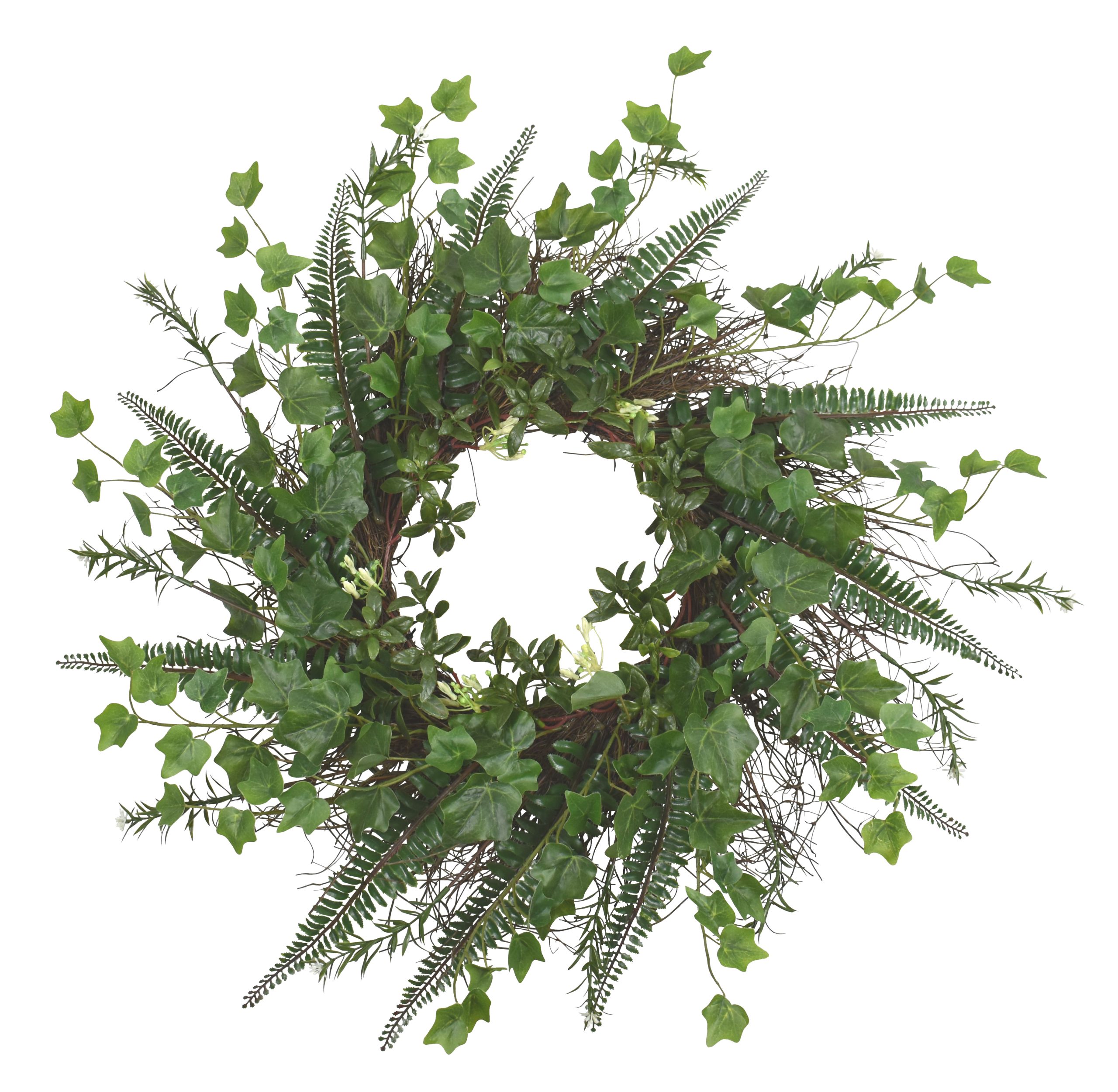 25″ UV Resistant Plastic Leather Fern Assorted Wreath w/167Lvs.