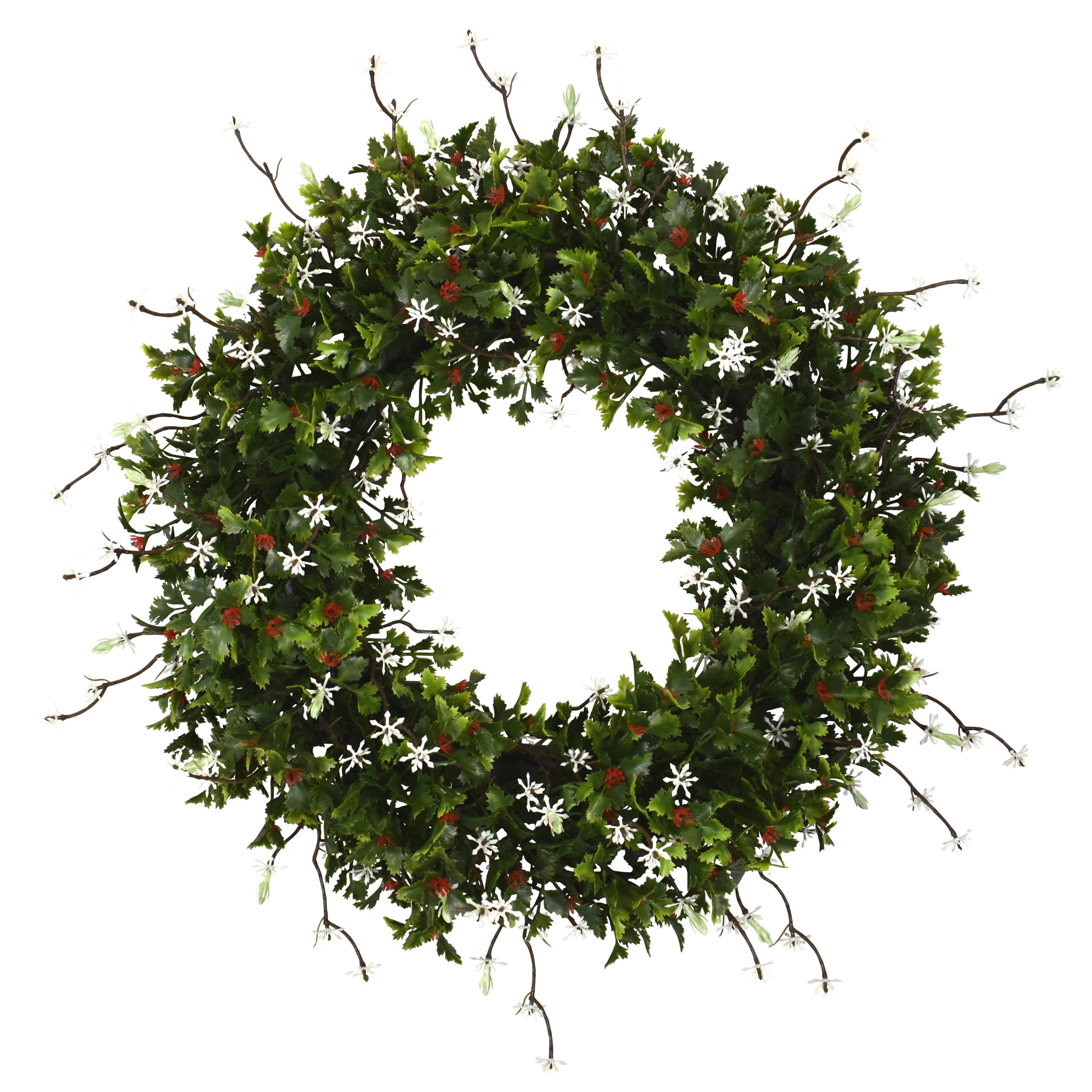 19″ UV Resistant Plastic Parsley Wreath w/ 114Lvs. 270Flowers.