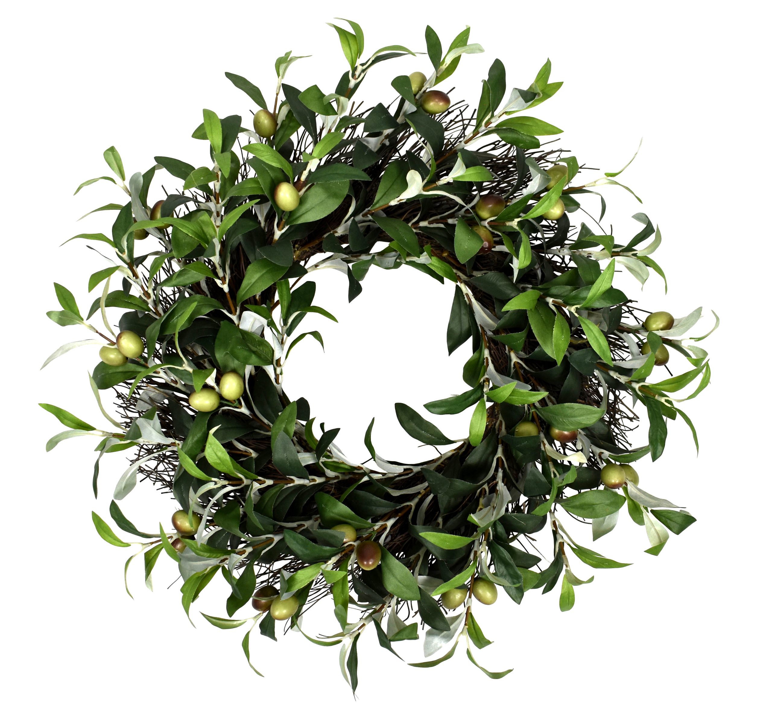 22″ Olive Wreath w/440Lvs.40Berries.