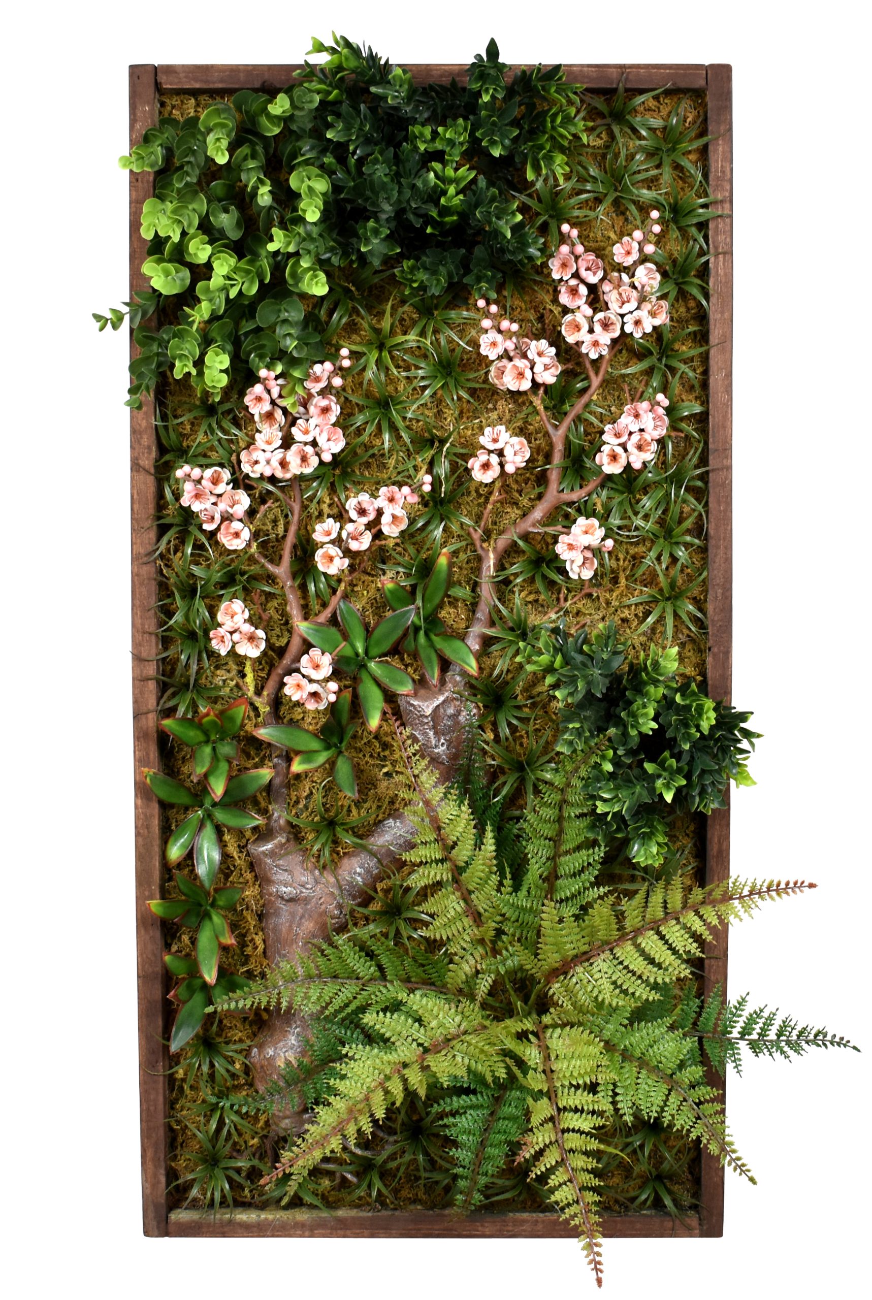 80CMx40CM UV Resistant Plastic Assorted wall panel w/252Lvs.60Flowers.with wood hanging frame.
