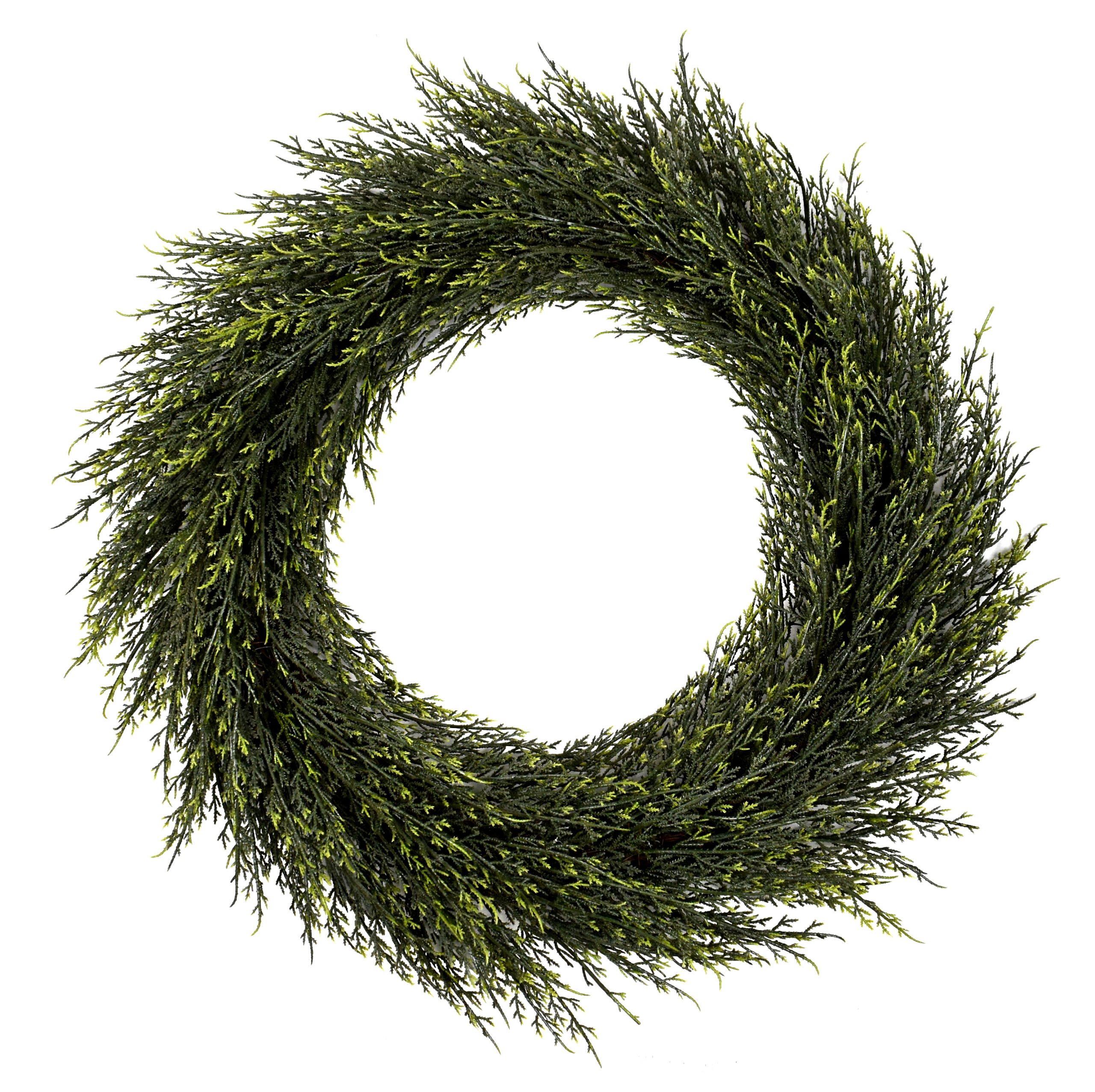 25″ UV Resistant Plastic Pond Cypress Half Wreath w/270Lvs.