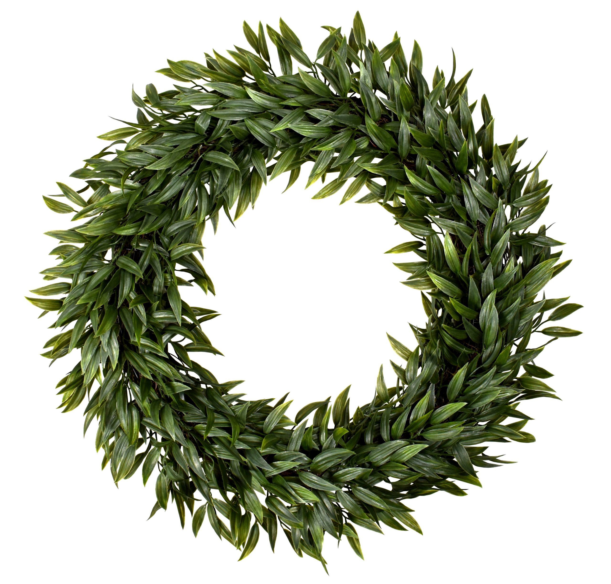 26″ UV Resistant Plastic Ruscus Leaf Half Wreath w/900Lvs.