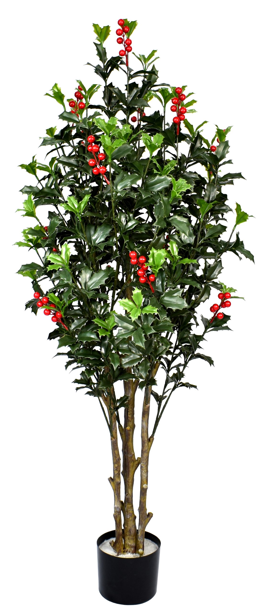 51″ UV Resistant Plastic Spring Leaf Tree x4 w/287Lvs.13Berries.on Plastic Trunk fixed in pot