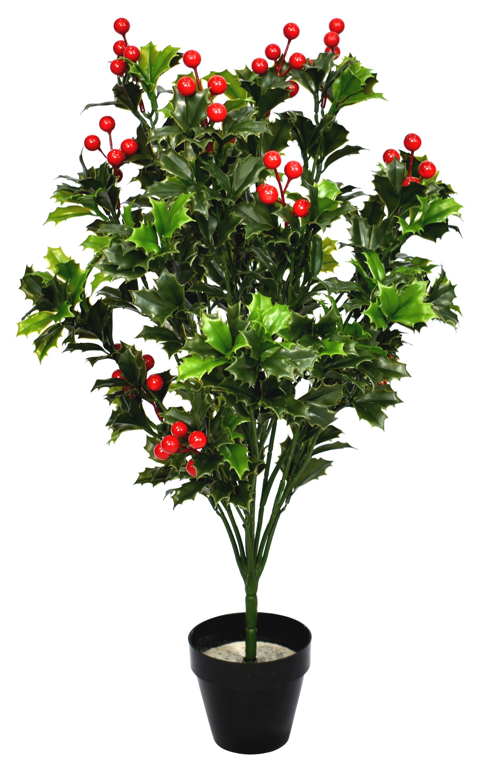 25″ UV Resistant Plastic Spring Leaf Bush w/156Lvs.12Berries.in pot