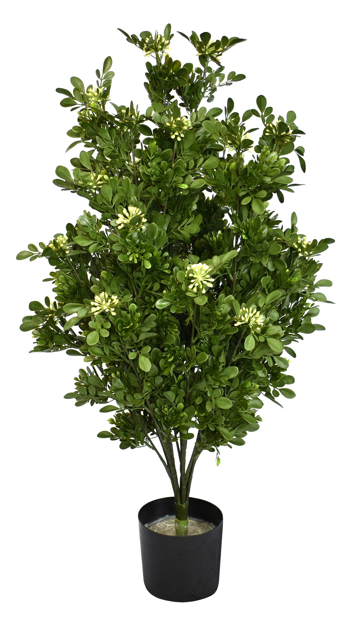31″ UV Resistant Plastic Tea Leaf Bush w/330Lvs.30Flowers.in pot