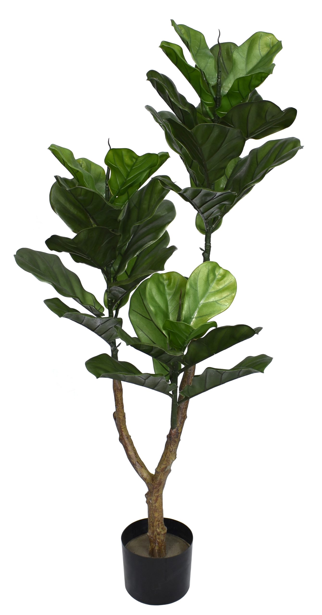 45″ UV Resistant Plastic Fiddle Tree x3 w/34Lvs.on Plastic Trunk fixed in Pot