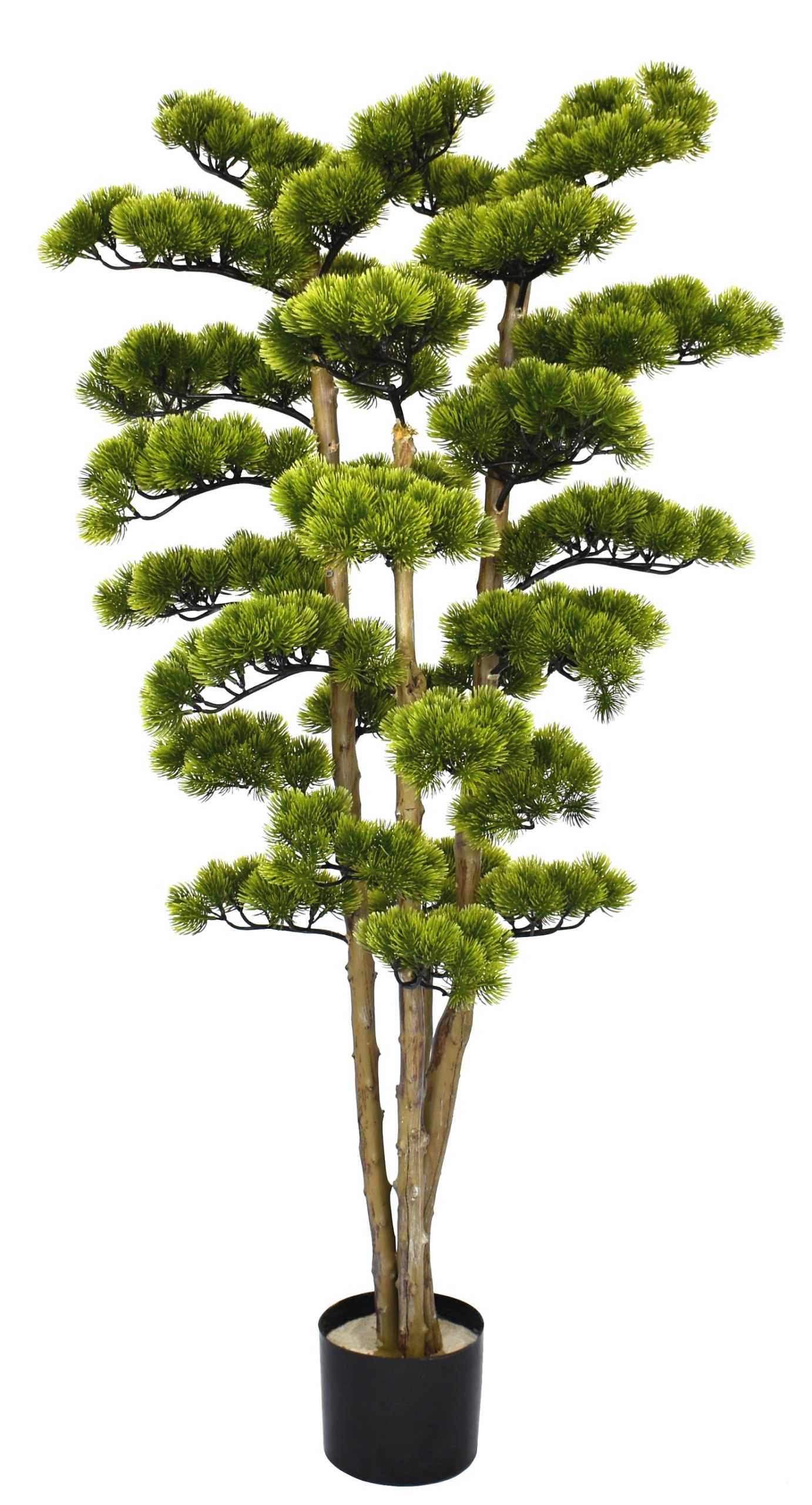 48″ UV Resistant Plastic Pine Needle Cypress Topiary x4 w/1080Lvs.on Natural Trunk fixed in Pot