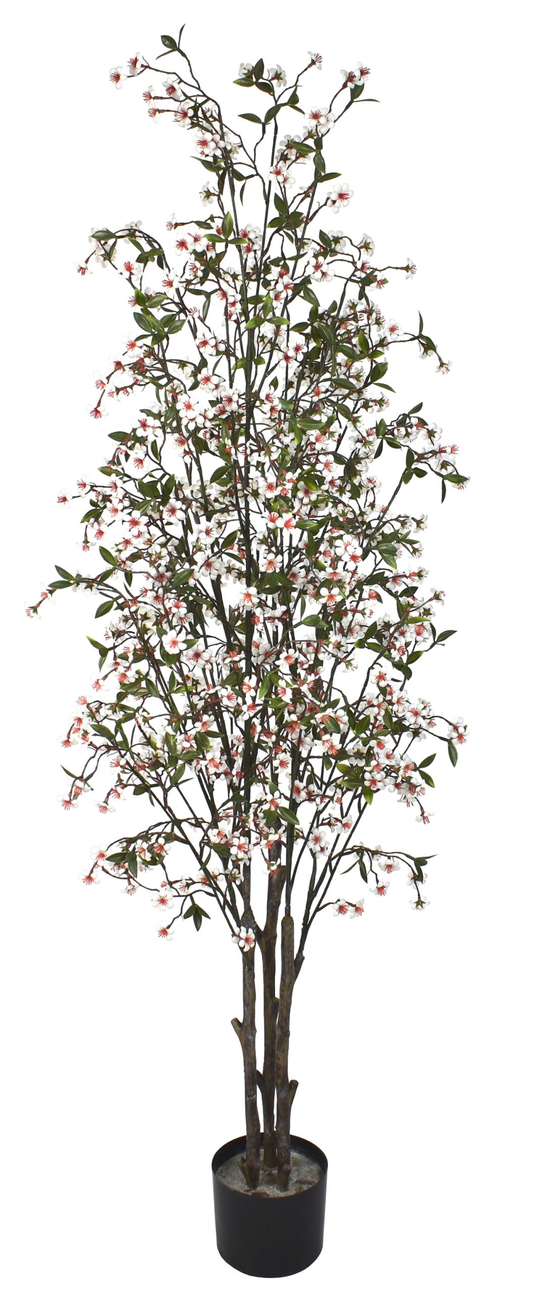 60″ UV Resistant Plastic Cherry Blossom Tree x3 w/228Lvs.w/684Flowers.on Plastic Trunk fixed in pot